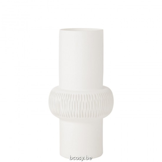 J Line Vase Stripe Ball Glass White Large.