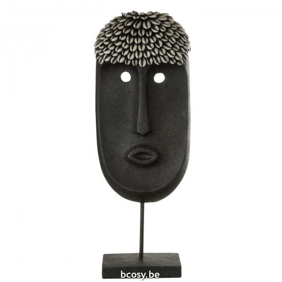 J Line mascres statuettes Jolipa Masque Ethnique Pierre Resine Noir Large.