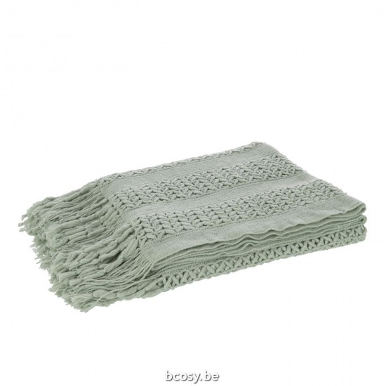 J Line Plaid Gebreid Acryl Licht Groen L130xB160 cm tekstiel JO33439.