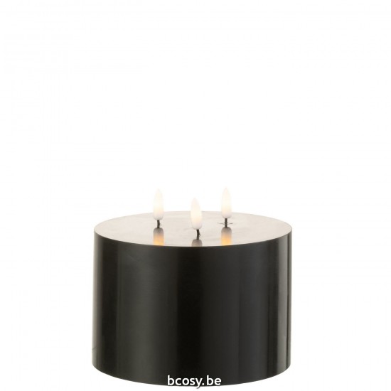 J Line Kaars Led 3 Pitten Zwart T theelichten theelichthouders waxinelichten JO35588.