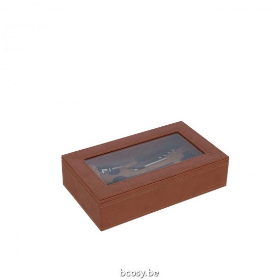 J Line Scatola 6 Accessori Per Il Vino Similpelle Cognac Caja 6 Accesorios Para Vino Imitación De Cuero Coñac.