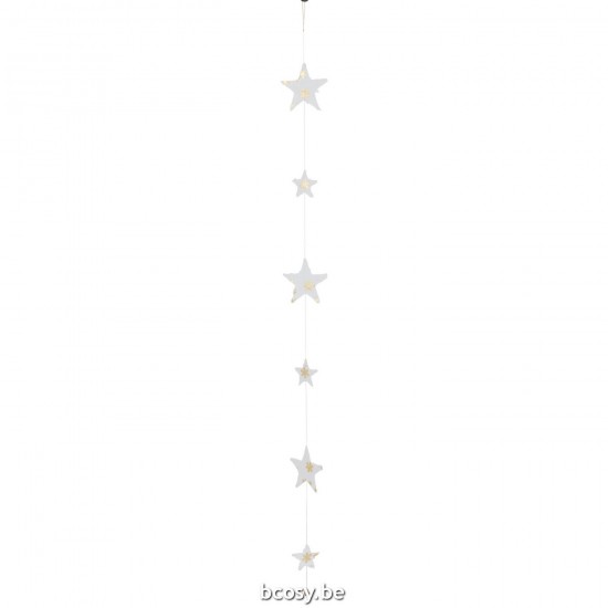 J Line Hanger Stars Cotton Mache White With Gold garlands hanging.