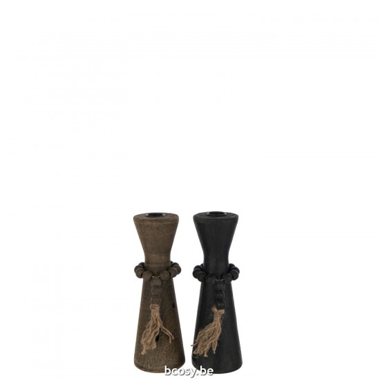 J Line Kaarshouder Nut Den Ijzer Zwart Bruin kaarshouders kaarsenhouders kandelaars JO40942.