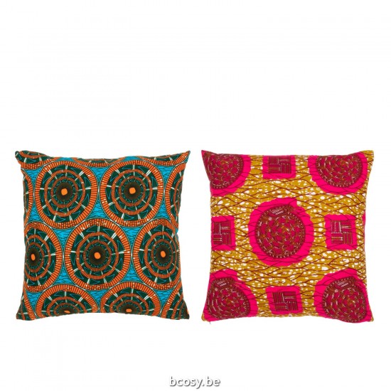 J Line coussins Jolipa Coussin Motifs Ronds Tissu Mix Assortiment De 2.