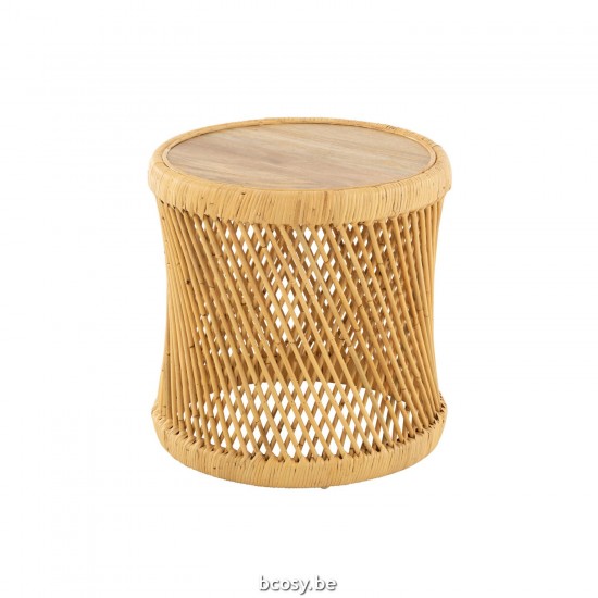 Jline Bijzijtafel Cylindrisch Rotan Naturel.