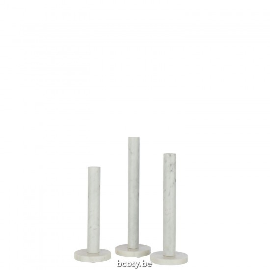 J Line Set Van 3 Kaarshouder Marmer Wit kaarshouders kaarsenhouders kandelaars JO43910.