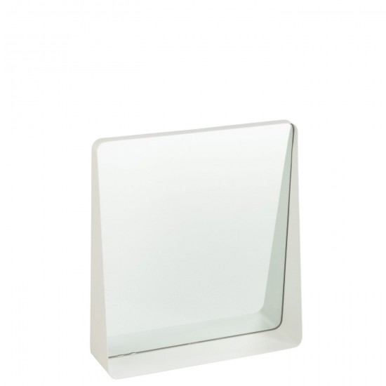 J Line Specchio Da Parete Quadrato Metallo Vetro Bianco Espejo De Pared Metal Vidrio Blanco.