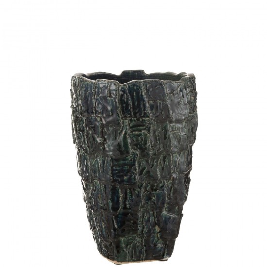 J Line Vaso Aoki Ceramica Verde Petrolio Large Jarron Aoki Ceramica Verde Petróleo Large.