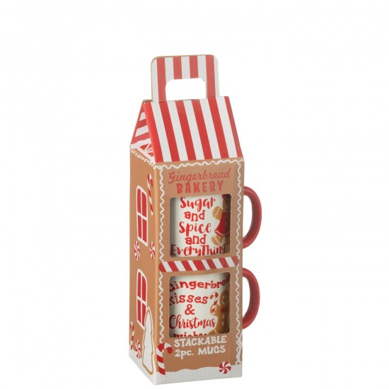 J Line Scatola 2 Tazze Mug Scatola Regalo Ceramica Rosso Caja 2 Tazas Caja Regalo Ceramica Rojo.