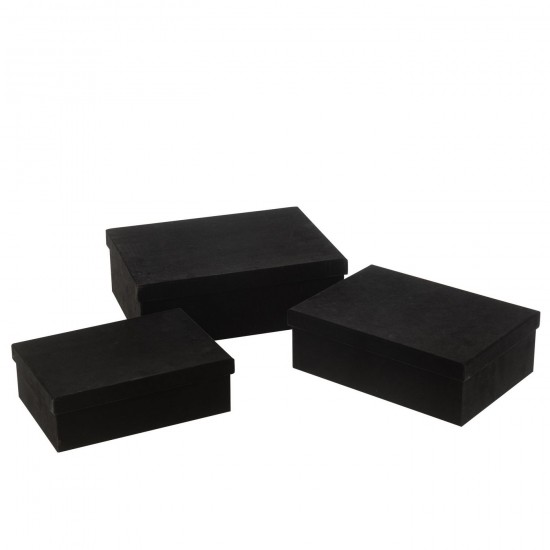 Jline Juego De 3 Cajas Rectangular Terciopelo Papel Negro.