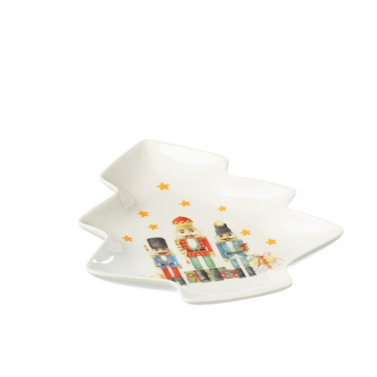 Jline Plato Arbol Cascanueces Caja Regalo Ceramica Blanco.