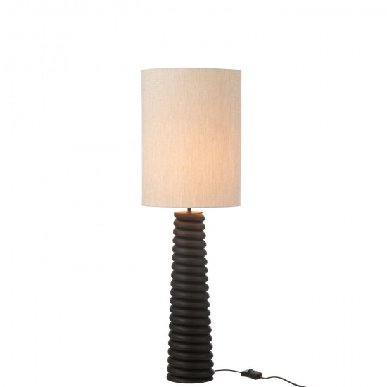 Jline Lámpara De Mesa Roscado Madera De Ailanto Negro Gris.