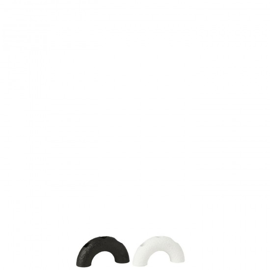 J Line Candeliere Arco Cemento Bianco Nero Assortimento Di 2 Candeloro Arco Cemento Blanco Negro Surtido De 2.