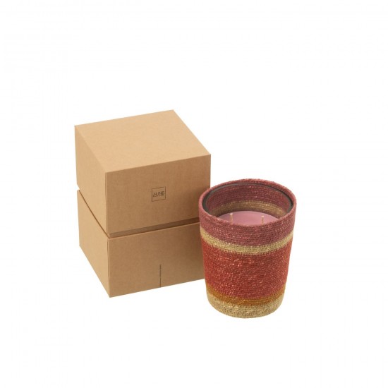 J Line Candela Profumata Cesto Cera Bordo Medium 55 Ore Vela Perfumada Cesta Cera Burdeos Mediana 55 Horas.