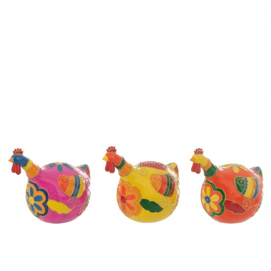 J Line Gallina Fiori Resina Mix Large Assortimento Di 3 Gallina Flores Resina Mix L Surtido De 3.