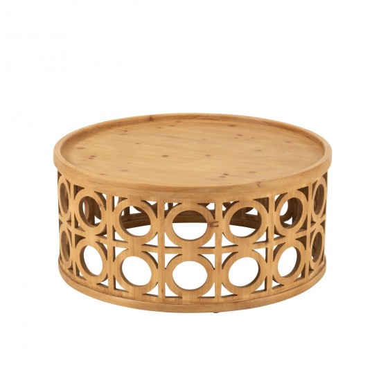 Jline Mesa De Centro Tallada Abeto Mdf Natural.