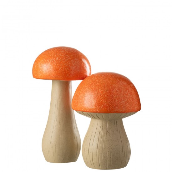 J Line Set 2 Funghi Da Esterno Mgo Arancione Set Of 2 Mushrooms Outdoor Mgo Orange.
