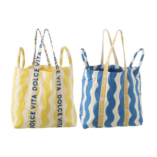 J Line Borsa Da Mare Dolce Vita Cotone Blu Giallo Assortimento Di 2 Bolsa De Playa Dolce Vita Algodón Azul Amarillo Surtido De.
