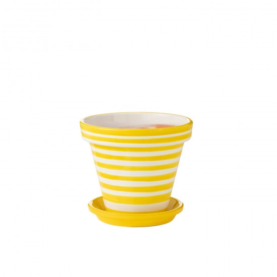 J Line Flowerpot Plate Granada Stripes Handmade Painted Ceramic Yellow Large Flowerpot Plate Granada Stripes Handmade Painted .