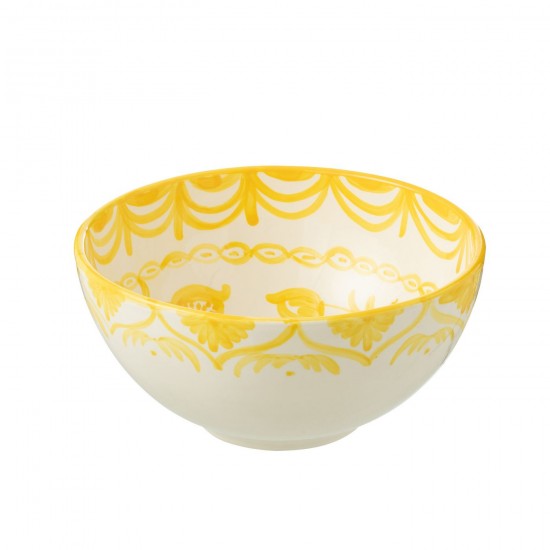 J Line Bowl Granada High Ceramic White Yellow Large Bowl Granada High Ceramic White Yellow Large.