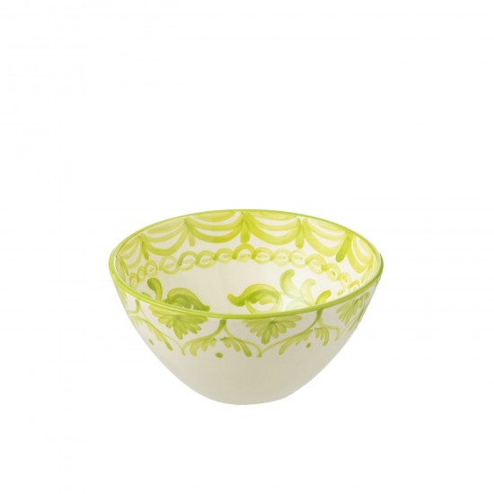 J Line Bowl Granada High Ceramic White Green Medium Bowl Granada High Ceramic White Green Medium.