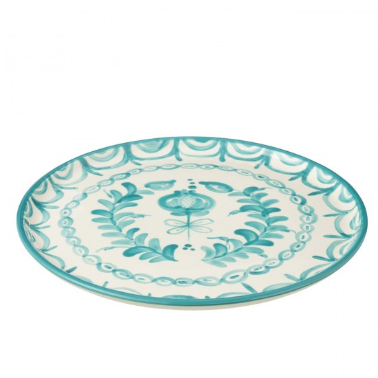 J Line Plate Granada Ceramic White Aqua Plate Granada Ceramic White Aqua.