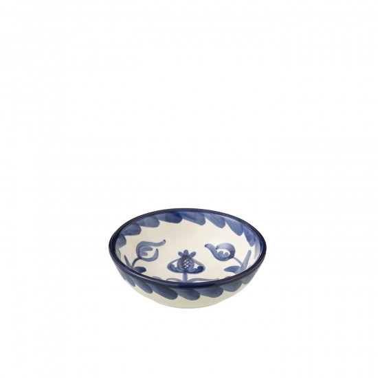 J Line Bowl Granada Low Ceramic White Cobalto Blue Small Bowl Granada Low Ceramic White Cobalto Blue Small.
