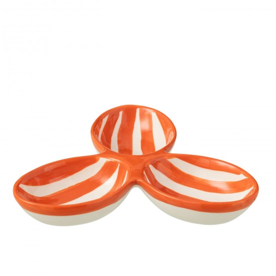 J Line Apero Dish Granada Stripes Clover Ceramic White Orange Apero Dish Granada Stripes Clover Ceramic White Orange.