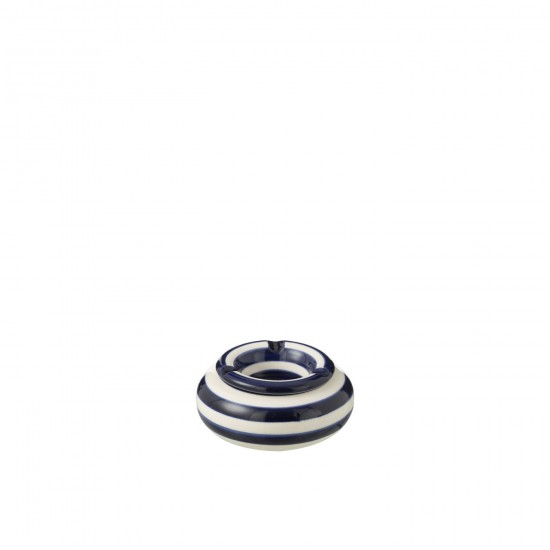 J Line Ashtray Granada Stripes Ceramic White Cobalto Blue Small Ashtray Granada Stripes Ceramic White Cobalto Blue Small.