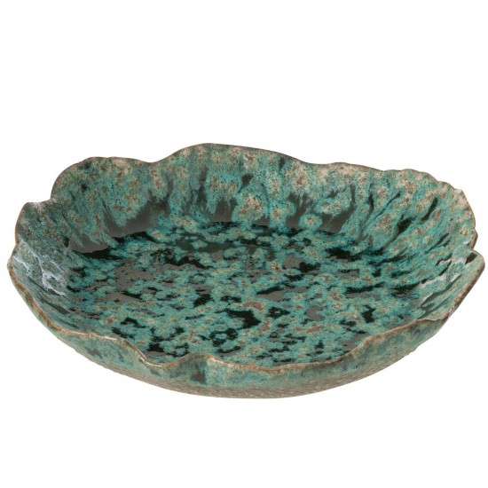 J Line Vassoio Decorativo Naga Ceramica Azzurro Marrone Large Bandeja Decorativa Naga Ceramica Azur Marron Grande.