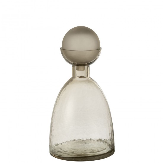 J Line Vaso Bottiglia Tappo Greige Medium Jarron Botella Tapon Yara Vidrio Greige Mediano.