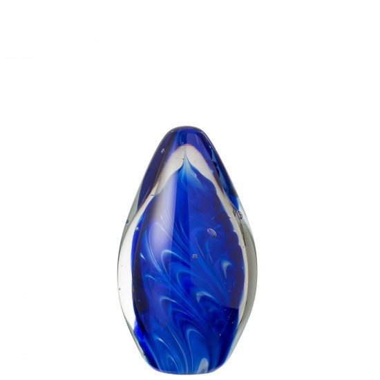 J Line Fermacarte Polypus Ovale Vetro Trasparente Blu Large Portapapeles Polypus Oval Vidrio Transparente Azul Large.