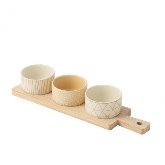 J Line Servizio Tapas 3 Set Vassoio Legno Scatola Crema Bianco Servicio De Tapas 3 Juegos Bandeja Madera Caja Crema Blanco.