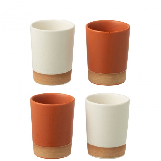 J Line Scatola 4 Tazze Ceramica Arancione Bianco Caja De 4 Tazas Cerámica Naranjas Blancas.