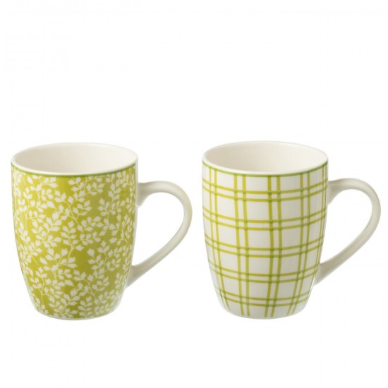J Line Scatola 2 Tazze Mug Ceramica Verde Caja 2 Tazas Mug Ceramica Verde.