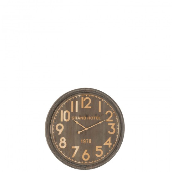 Jline Reloj De Pared Gran Hotel Natural Oscuro Mdf S.