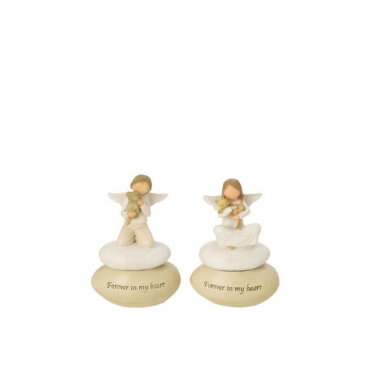 Jline Ángel Portavelas Piedra Beige Blanco Surtido De 2.