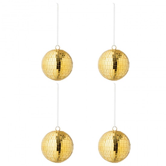 J Line Scatola Di 4 Pallina Di Natale Specchio Vetro Giallo Large Caja De 4 Adorno Navideño Espejo Vidrio Amarillo Large.