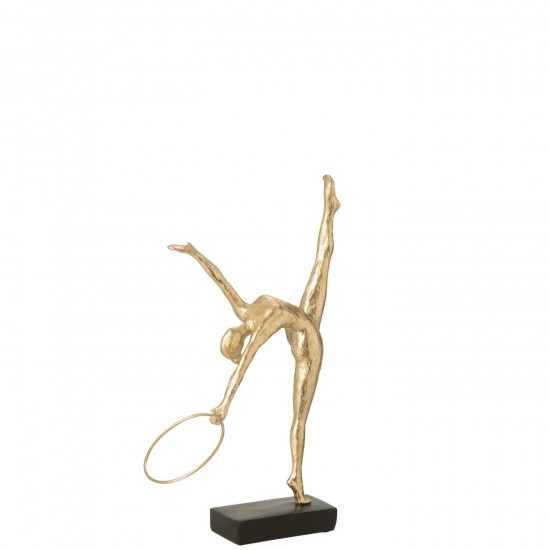 J Line Ginnasta Su Piede Cerchio Resina Nero Oro Gymnast Hoop On Base Resin Black Gold Colored.
