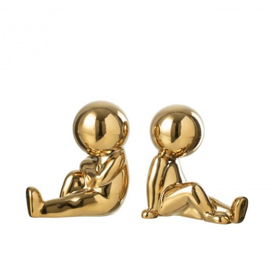 J Line Set Di 2 Fermalibri Marcel Gres Oro Juego De 2 Sujetalibros Marcel Gres Dorado.