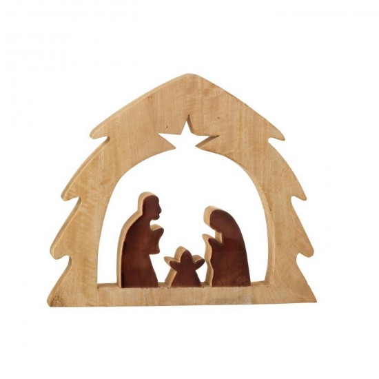 J Line Presepio In Albero Legno Di Mango Naturale Marrone Large Belén En Árbol Madera De Mango Natural Marrón Large.
