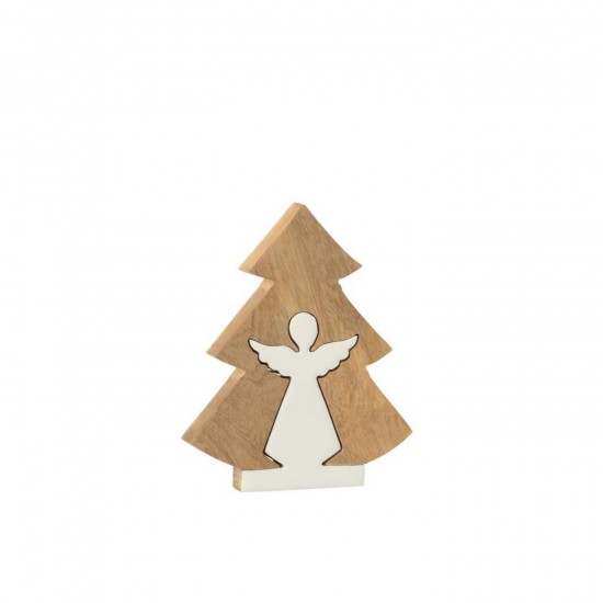 J Line Angelo In Albero Legno Di Mango Bianco Naturale Small Ángel En Árbol Madera De Mango Blanco Natural Small.