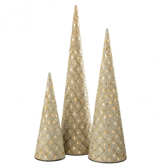 Jline Juego De 3 Cono Plancha Cuentas Blanco Dorado.