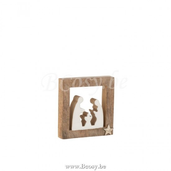 J Line Jline Presepe Semplice Legno Di Mango Bianco Naturale Large Belen Simple Mango Madera Blanco Natural Large