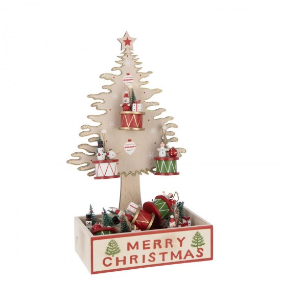 Jline Árbol Hangers Storage Contrachapado Natural Rojo Navidad.