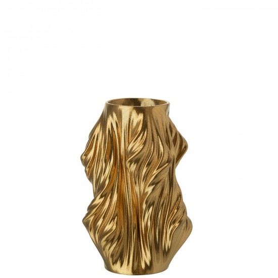 Jline Jarrón Impresión 3D Irregular Porcelana Dorado Small.