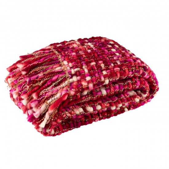J Line Coperta A Maglia Acrilico Rosa Scuro Funda Punto Acrílico Rosa Oscuro.