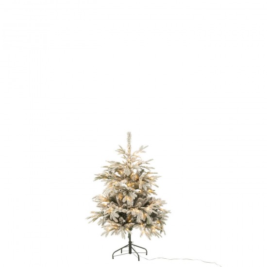 Jline Árbol De Navidad 120 Led Nevado Artificial Verde Oscuro Blanco Small.