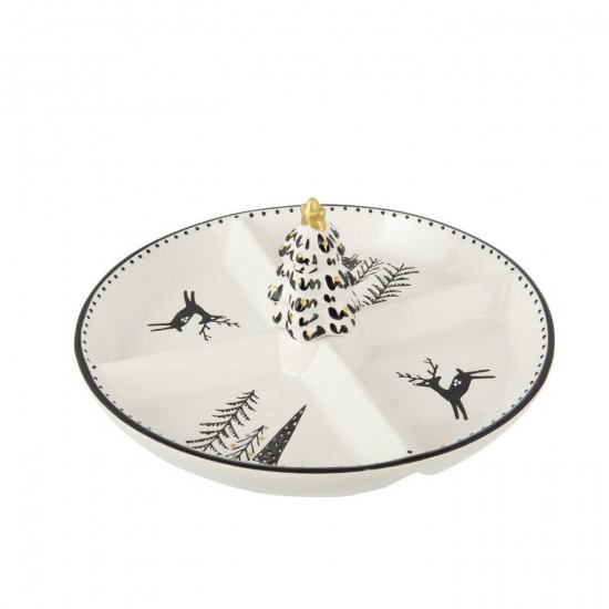 Jline Plato Para Servir Dolomita Blanco Negro.