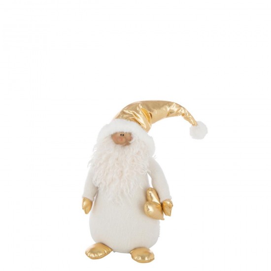 J Line Babbo Natale Cuore Dorato Poliestere Bianco Oro Large Papá Noel Corazón De Oro Poliéster Blanco Dorado Large.